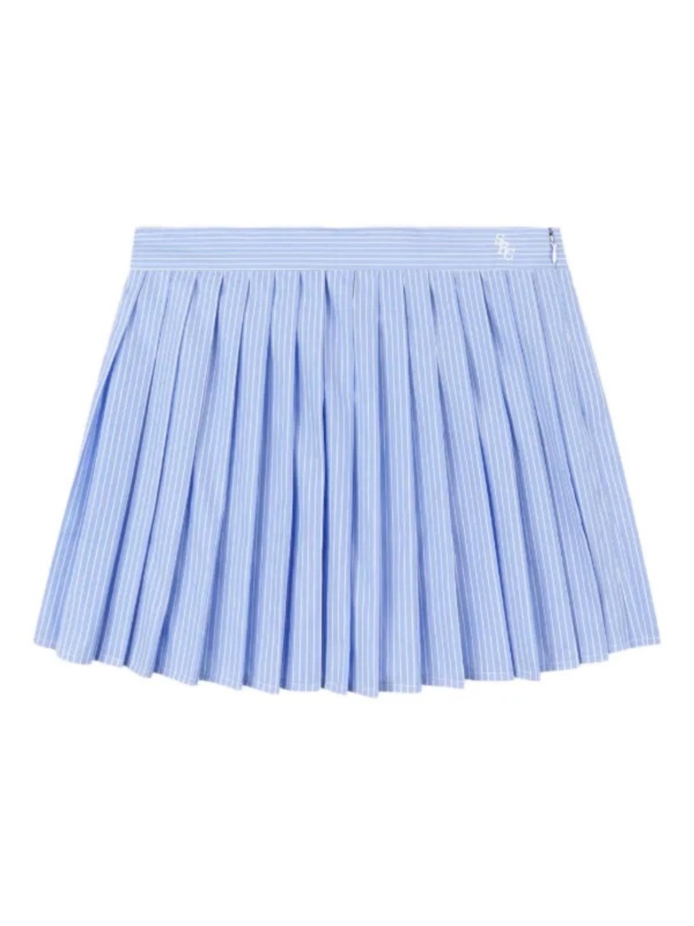 NWT Sporty & Rich Anae Pleated Mini Skirt Blue Stripe M - Picture 5 of 12